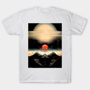 Japanese Geometry 7: Red Moon Landscape T-Shirt